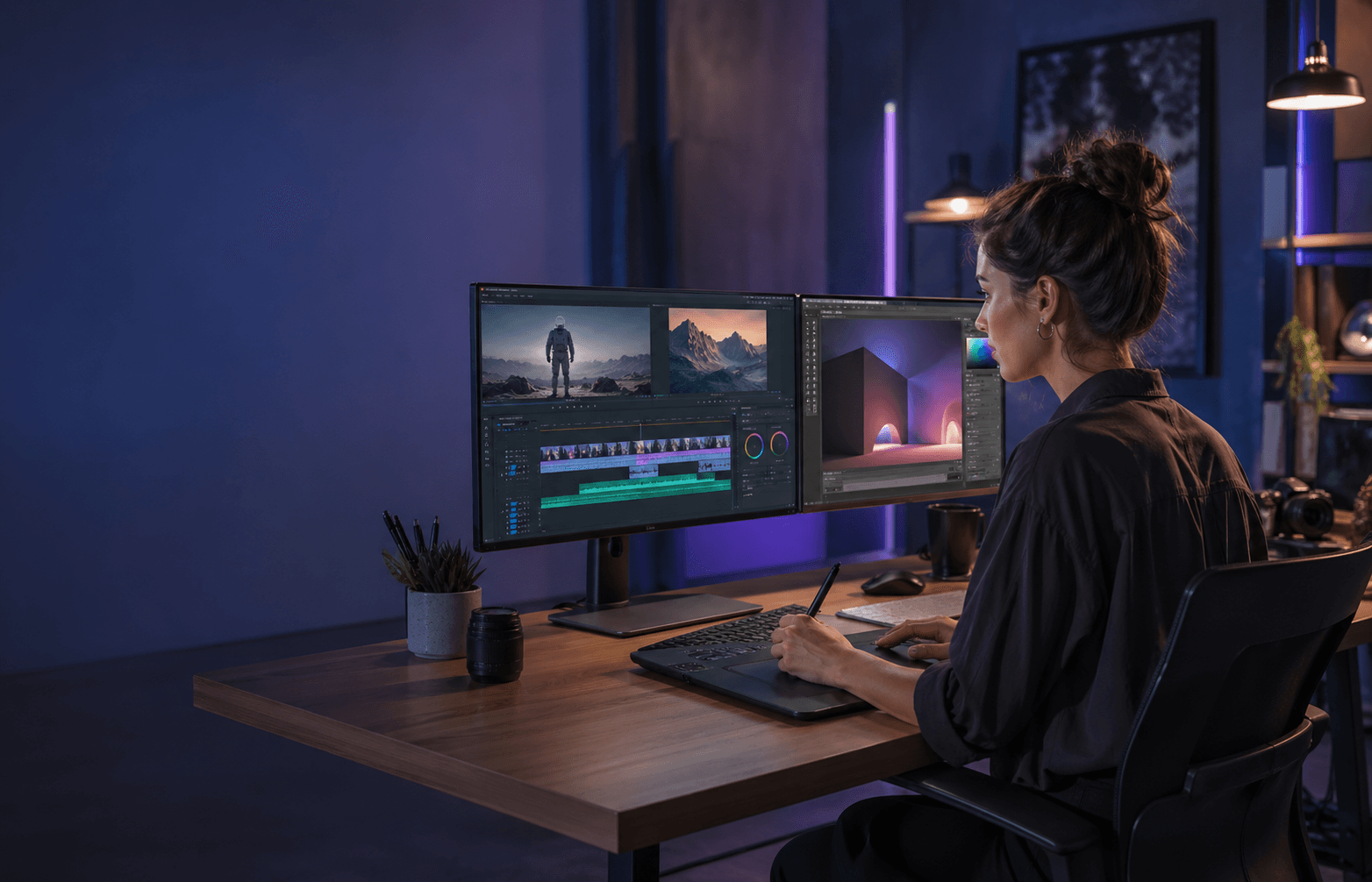 Creative team using SensePC cloud workstations for design and visual production workflows