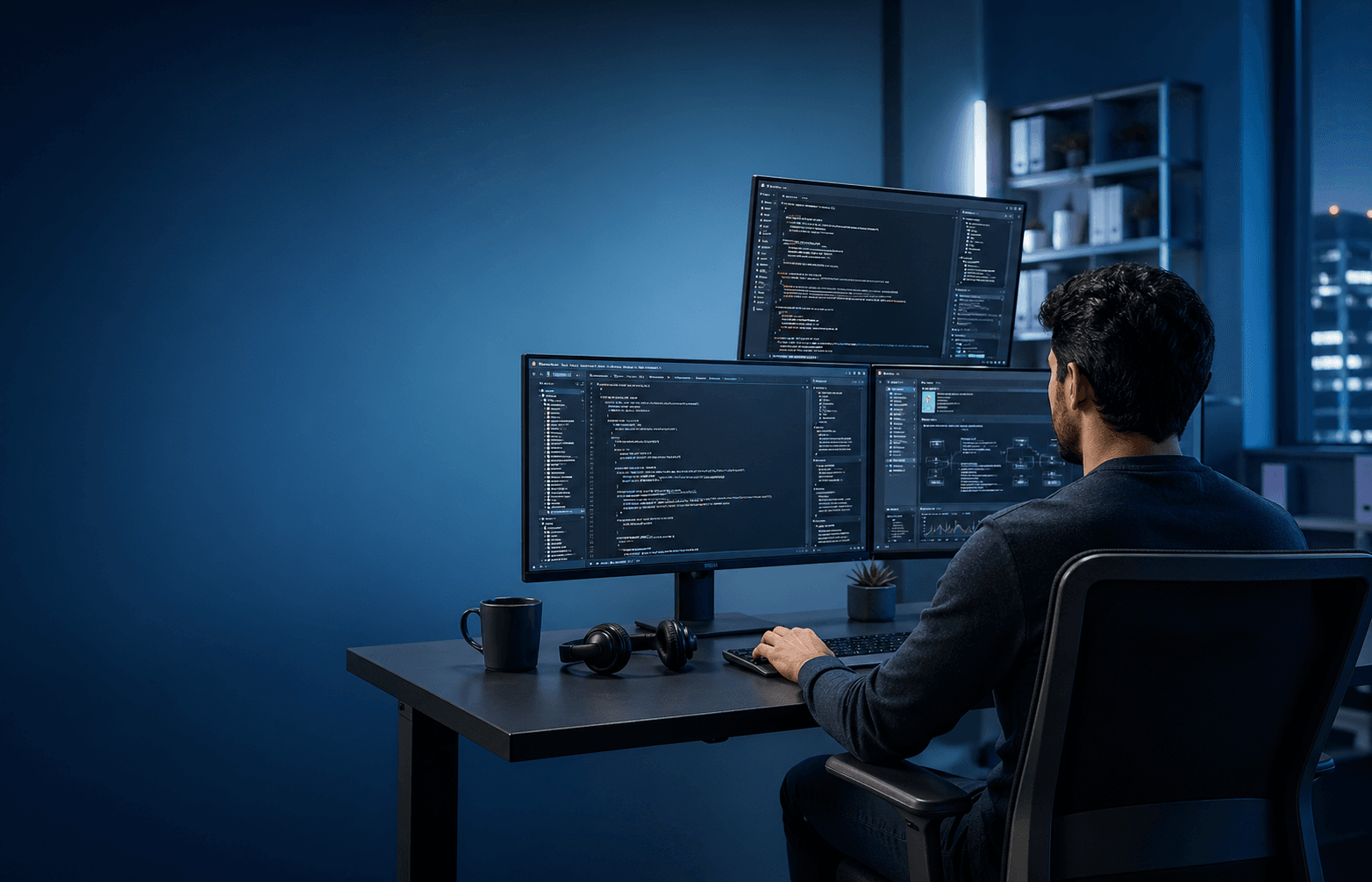 Developer using a SensePC cloud desktop for engineering workflows and remote development